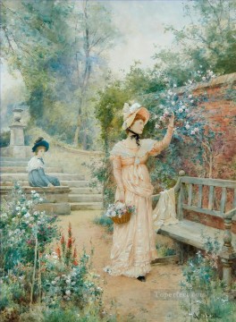 Sweet the Rose Alfred Glendening JR girls women garden Oil Paintings